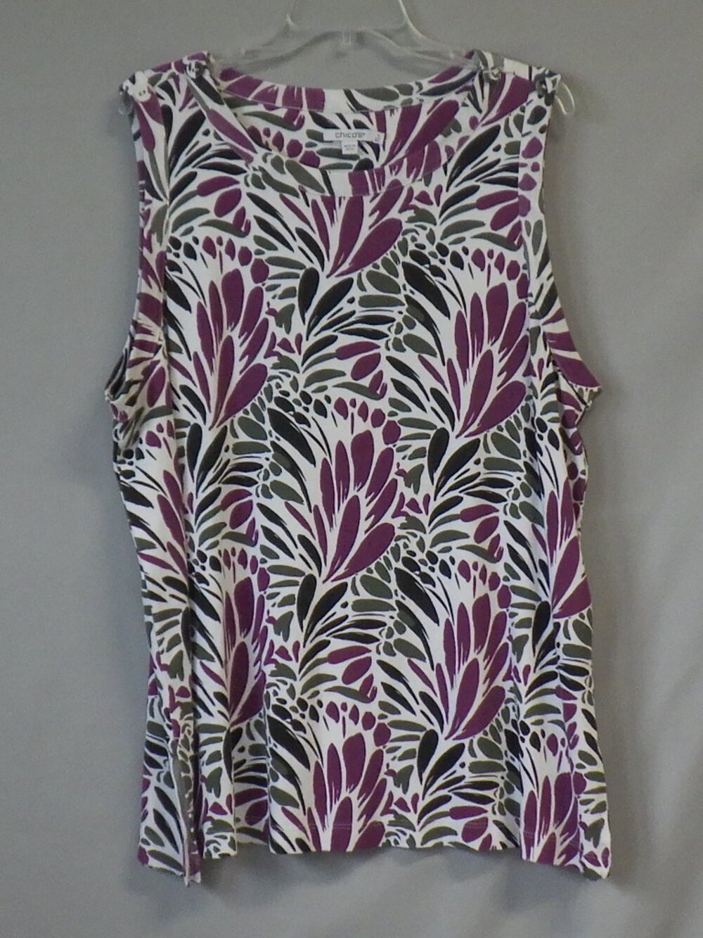 Chicos Floral Button Detail Tank Top